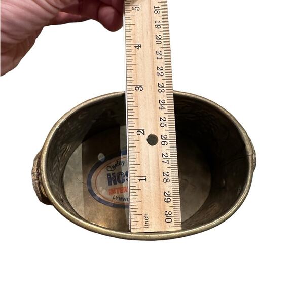 Vintage Oval Brass Container with Handles 3" x 4" - Picture 5 of 6